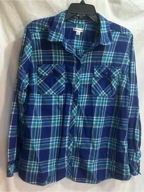 croft & barrow Blue and Green Plaid Shirt. Lightweight.